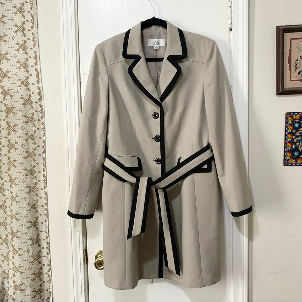 Vtg 90s Le Suit 10 Longline Blazer Belted Jacket